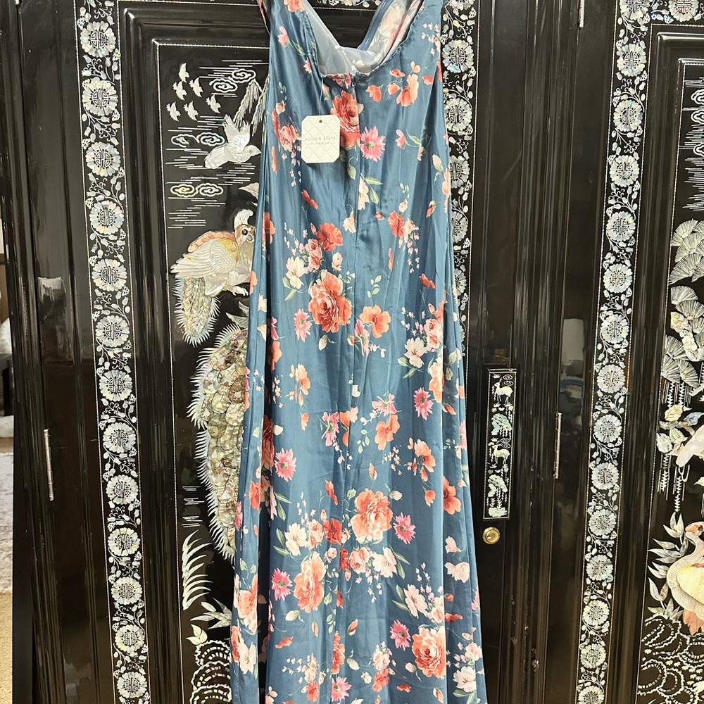Floral Maxi Dress in Blue and Pink